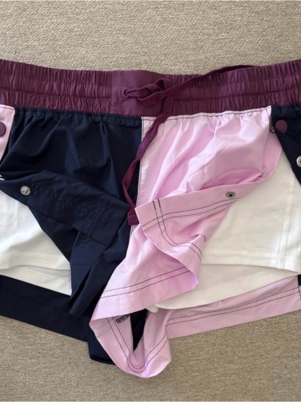 Free People Colorblock Athletic Shorts - Pink, Navy & Burgundy